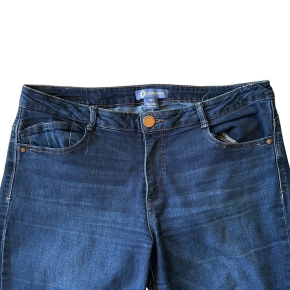 Democracy Flex-ellent Denim Jeans Sz 16X31 Stretch Dark Wash Raw Hem High Waist - Picture 3 of 4